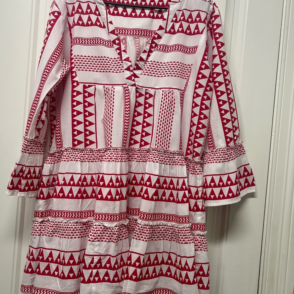 Red and White Patterned Dresd